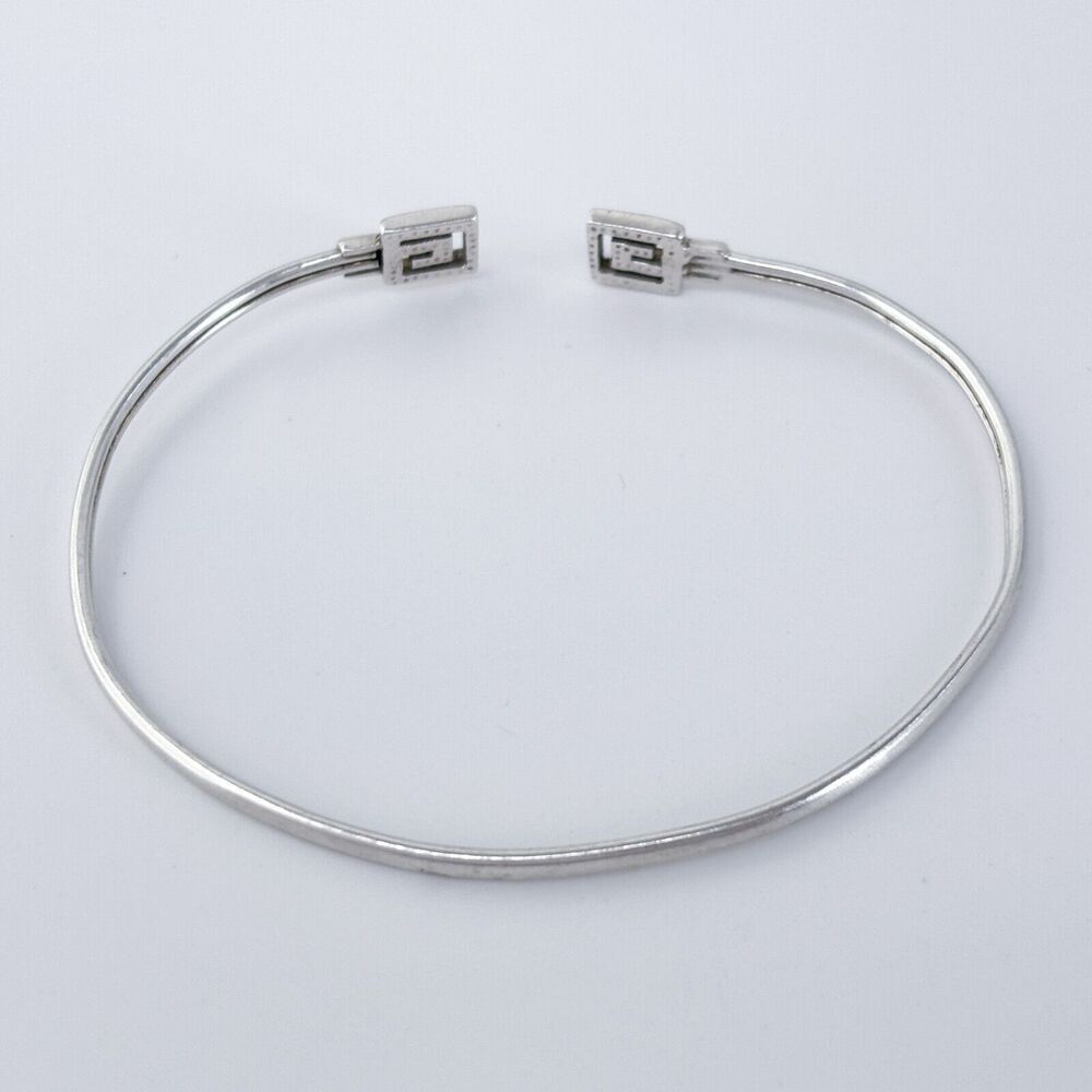 Elegant Sterling Silver Greek Key Bangle Bracelet (Unisex) - Picture 4 of 8
